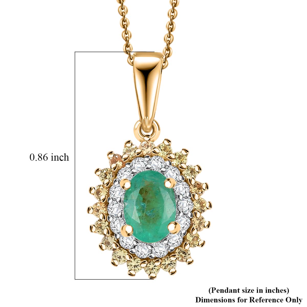 Kagem Zambian Emerald and Multi Gemstone 1.40 ctw Majesty Pendant Necklace in 18K Vermeil Yellow Gold Over Sterling Silver 20 Inches image number 5