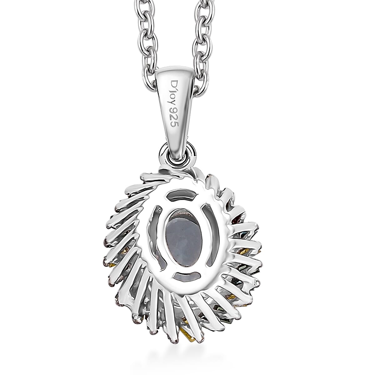Premium Mangoro Aquamarine and Multi Color Diamond IR 0.90 ctw Pendant Necklace in Rhodium Over Sterling Silver 20 Inches