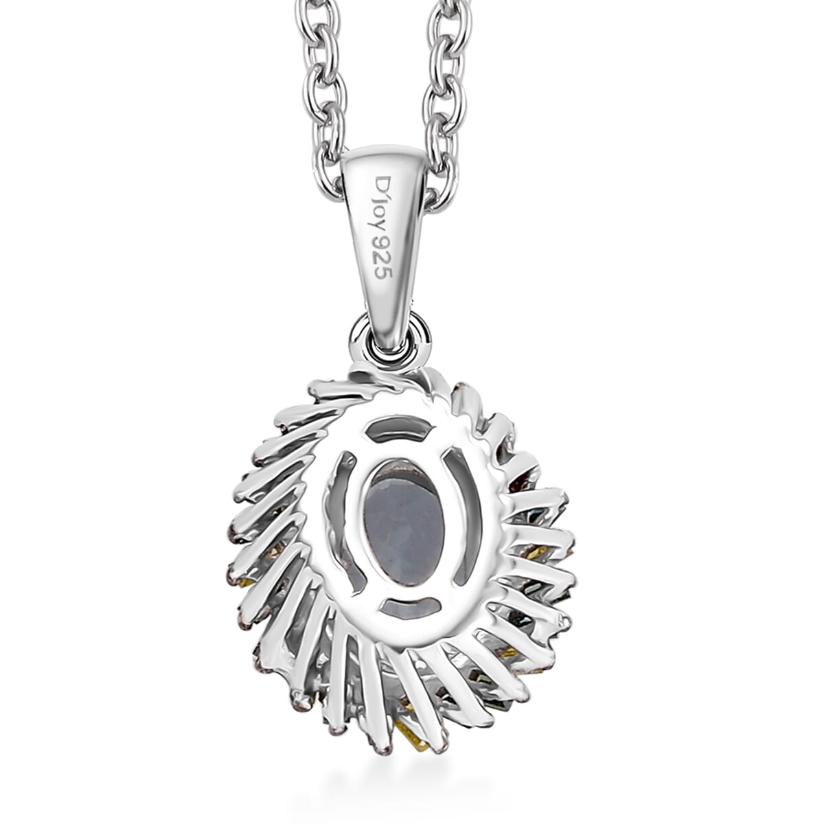 Premium Mangoro Aquamarine and Multi Color Diamond IR 0.90 ctw Pendant Necklace in Rhodium Over Sterling Silver 20 Inches image number 4