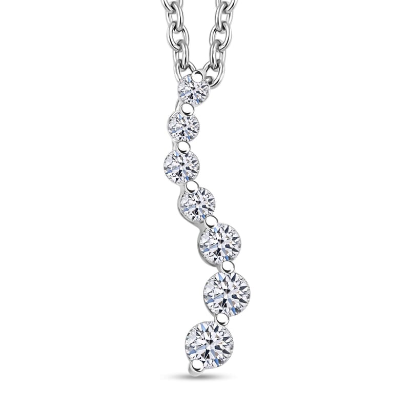 Luxuriant Lab Grown Diamond G-H I1 0.33 ctw Cascade Pendant Necklace in Rhodium Over Sterling Silver 20 Inches