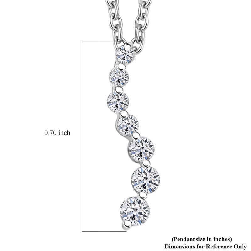 Luxuriant Lab Grown Diamond G-H I1 0.33 ctw Cascade Pendant Necklace in Rhodium Over Sterling Silver 20 Inches