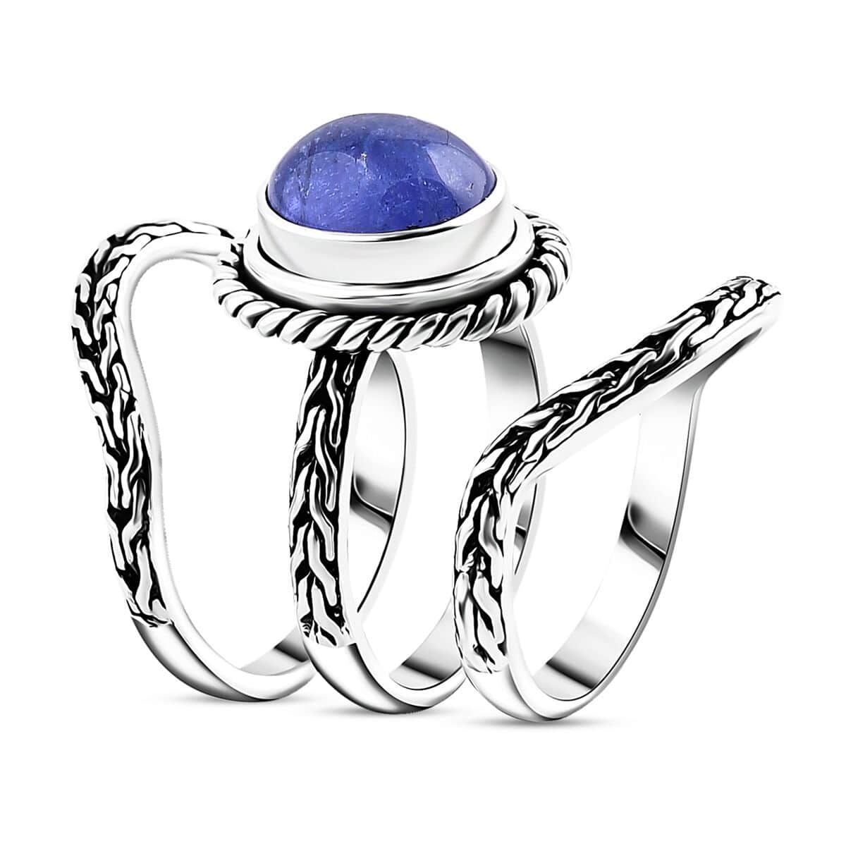 Bali Legacy Set of 3 Tanzanite 3.50 ctw Tulang Naga Stackable Ring in Sterling Silver (Size 7.0)  image number 2