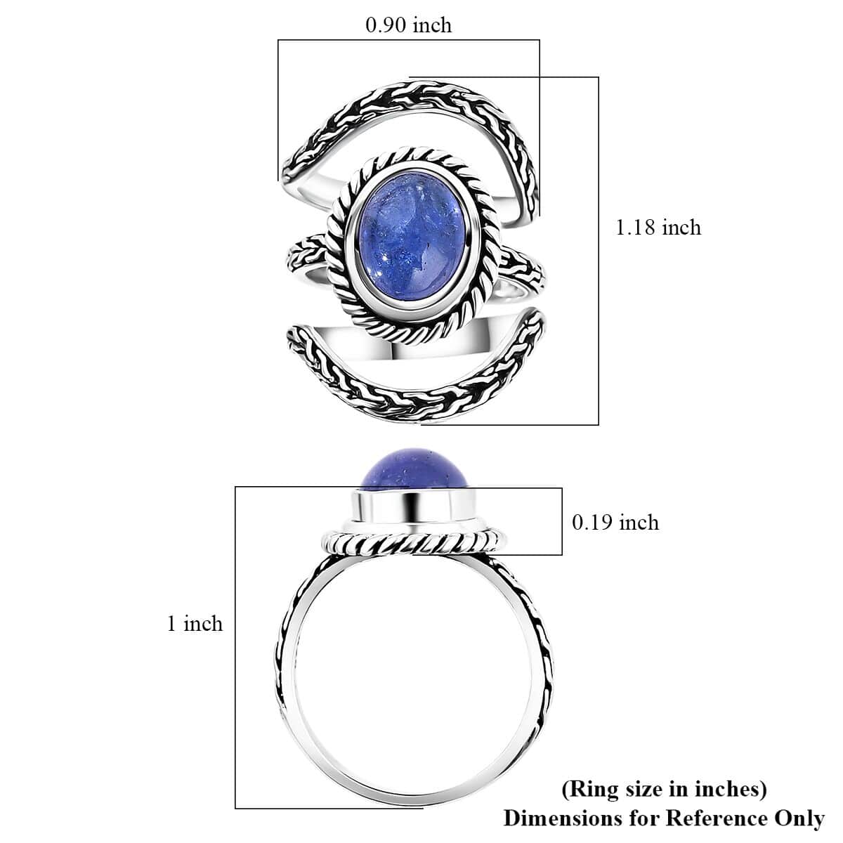 Bali Legacy Set of 3 Tanzanite 3.50 ctw Tulang Naga Stackable Ring in Sterling Silver (Size 7.0)  image number 4