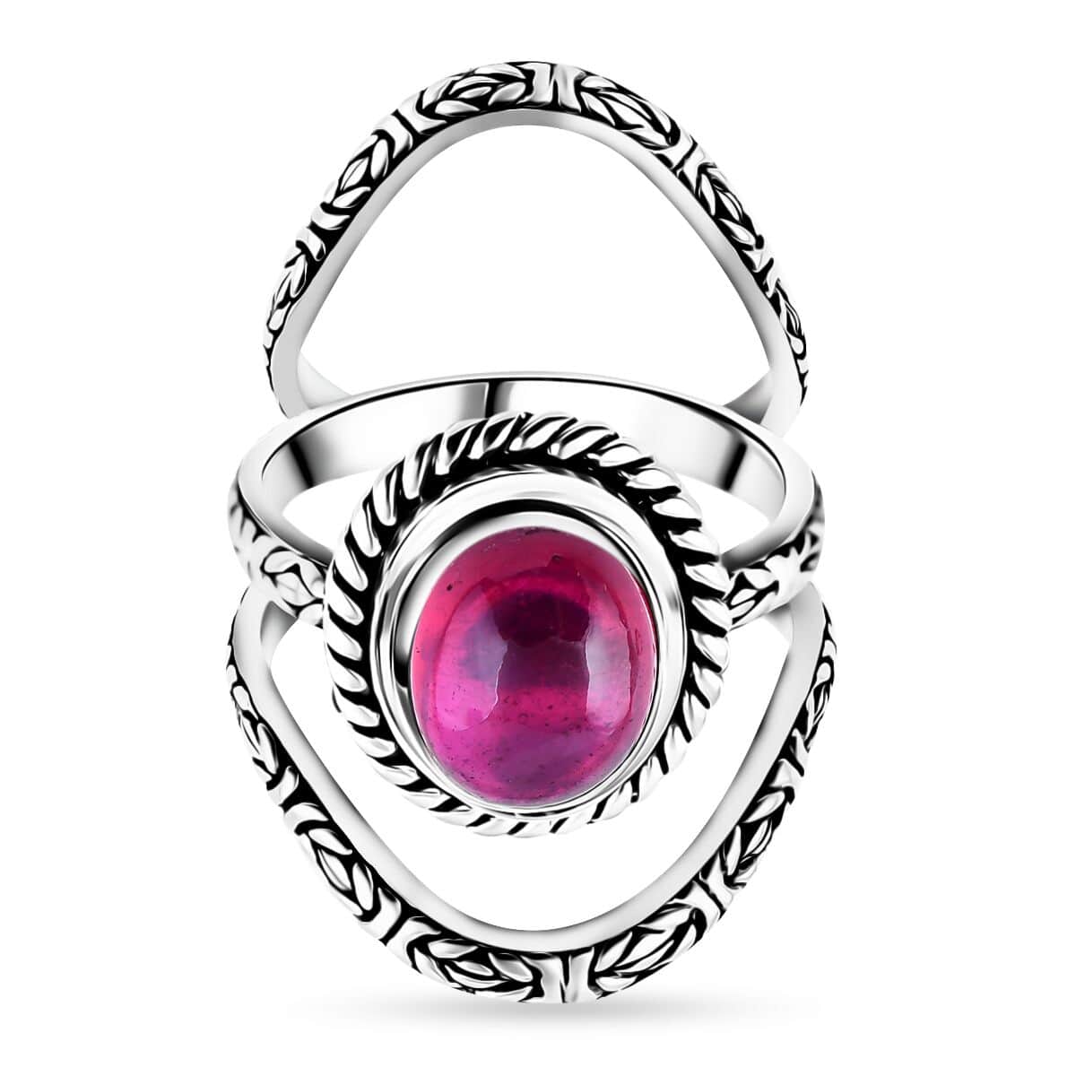 Bali Legacy Set of 3 Niassa Ruby (FF) 4.25 ctw Borobudur Stackable Ring in Sterling Silver (Size 7)  image number 0