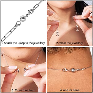 Set of 12 Rhodium Over Sterling Silver 9mm Round Magnetic Lock with Lobster Clasp (30 g) (Del. In 10-12 Days)