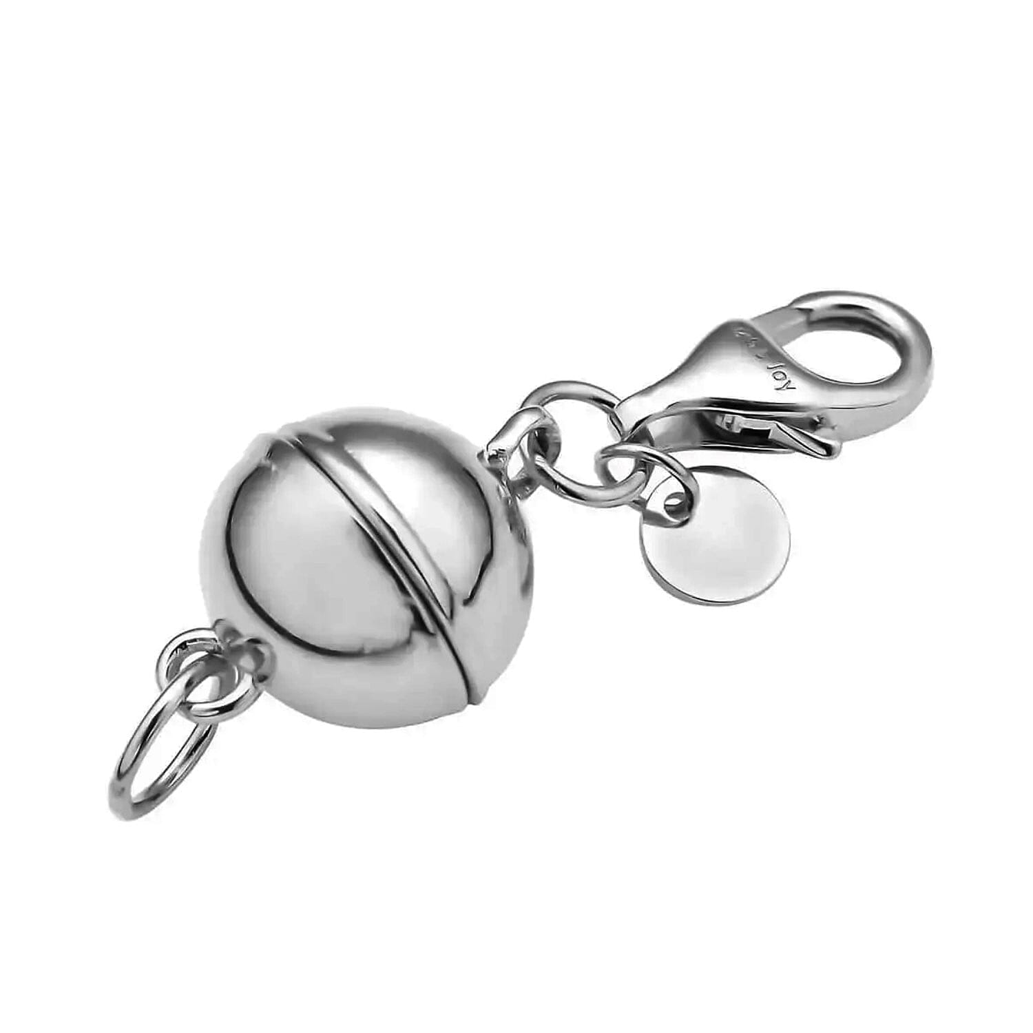 Set of 12 Rhodium Over Sterling Silver 9mm Round Magnetic Lock with Lobster Clasp (30 g) (Del. In 10-12 Days)