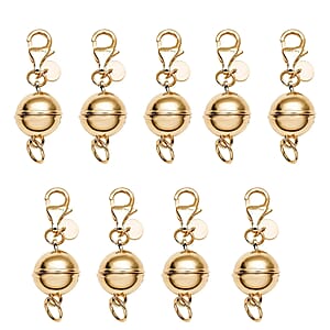 Set of 9, 14K YG Over Sterling Silver 9mm Round Magnetic Lock with Lobster Clasp (22.50 g) (Del. In 10-12 Days)