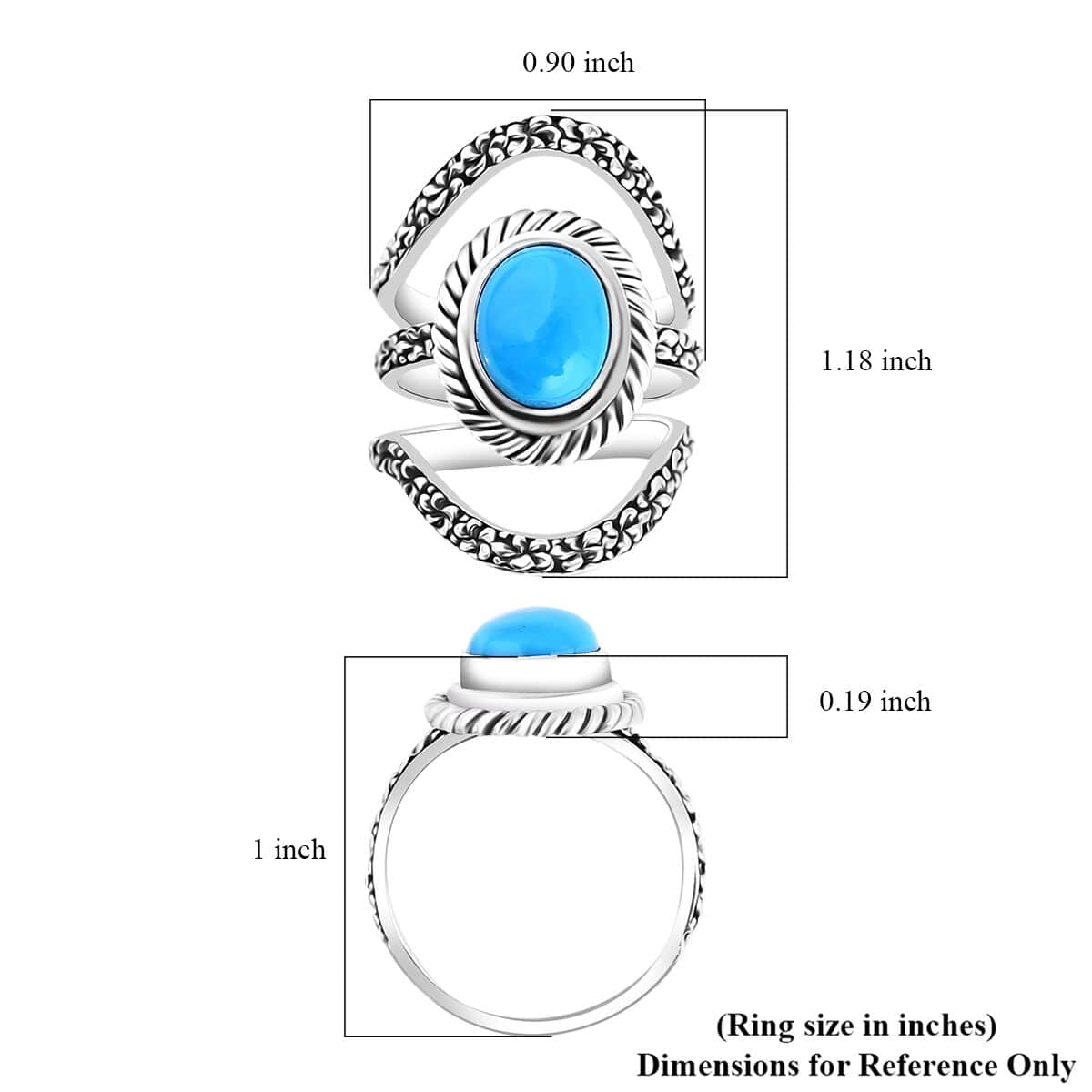 Bali Legacy Set of 3 Sleeping Beauty Turquoise 2.35 ctw Frangipani Flower Stackable Ring in Sterling Silver (Size 7)  image number 4