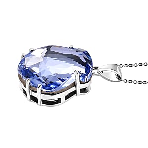 J Francis Embellished with Provence Lavender Color Crystal by Swarovski Shield Pendant Necklace in Platinum Over Sterling Silver 20 Inches