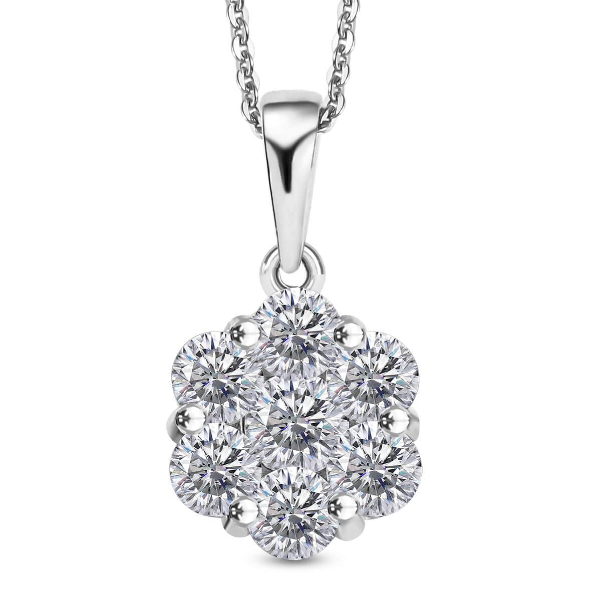 Moissanite 1.25 ctw Pendant Necklace in Rhodium Over Sterling Silver 20 Inches image number 0