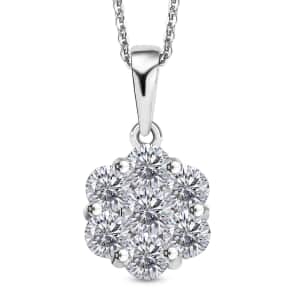 Moissanite 1.25 ctw Pendant Necklace in Rhodium Over Sterling Silver 20 Inches