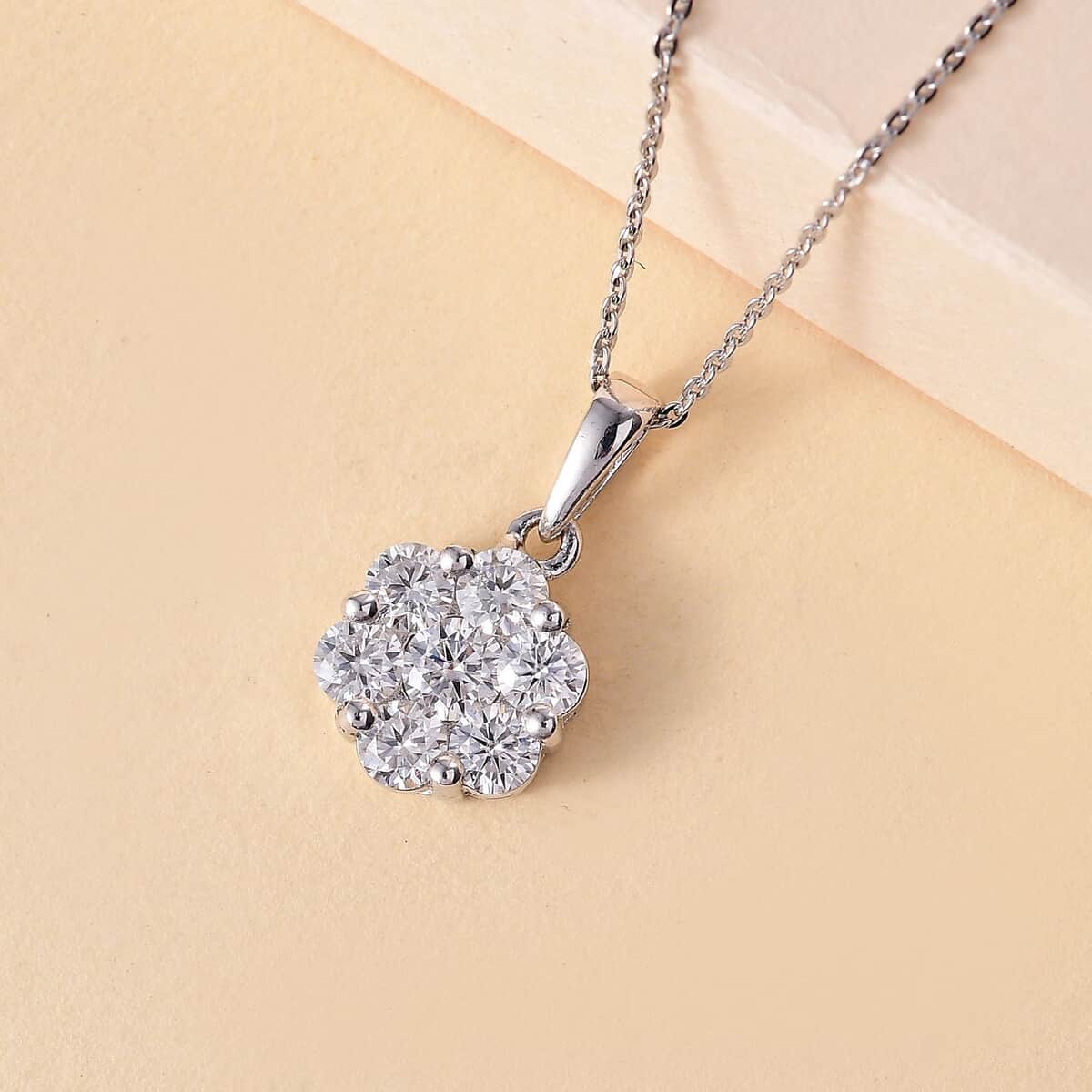 Moissanite 1.25 ctw Pendant Necklace in Rhodium Over Sterling Silver 20 Inches image number 1