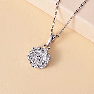 Moissanite 1.25 ctw Pendant Necklace in Rhodium Over Sterling Silver 20 Inches