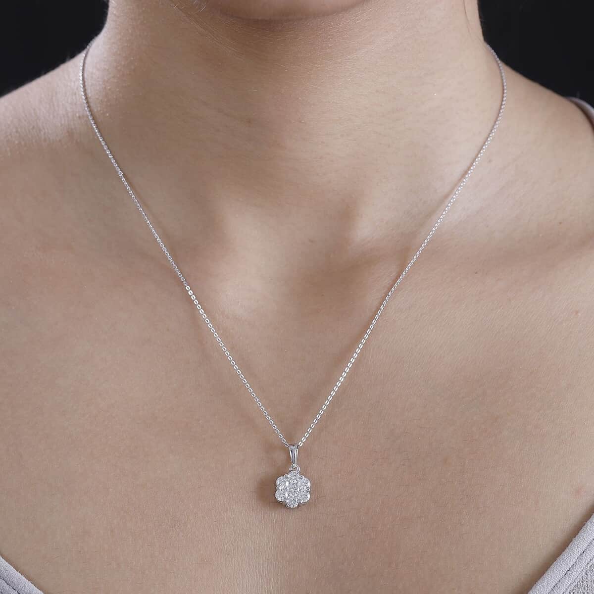 Moissanite Pendant Necklace (20 Inches) in Rhodium Over Sterling Silver 1.25 ctw image number 2