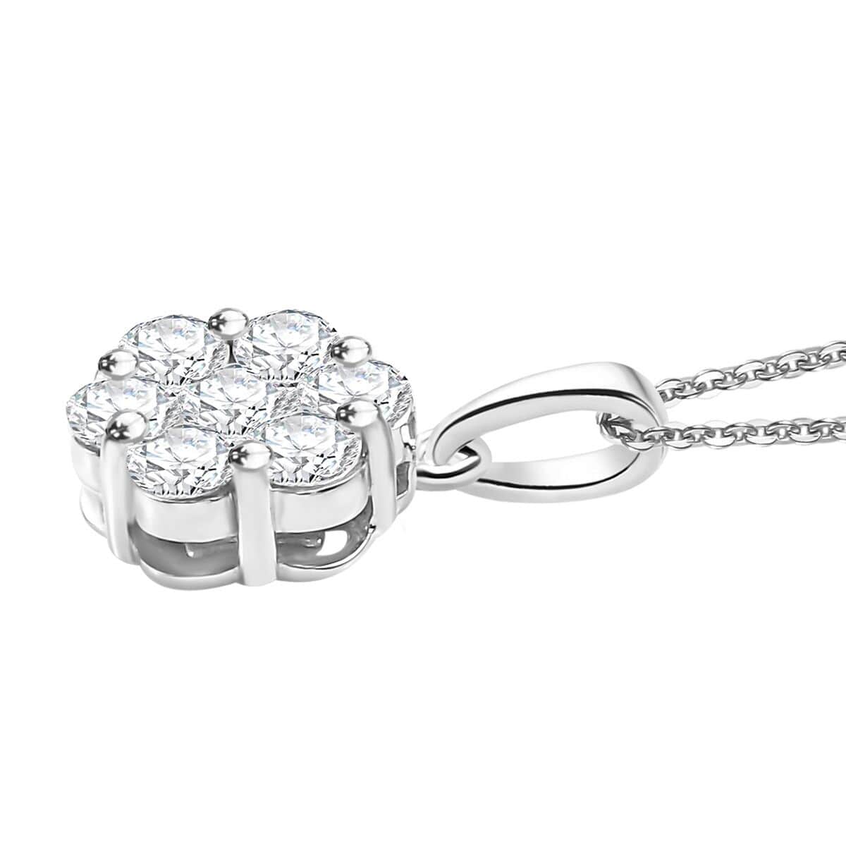 Moissanite Pendant Necklace (20 Inches) in Rhodium Over Sterling Silver 1.25 ctw image number 3