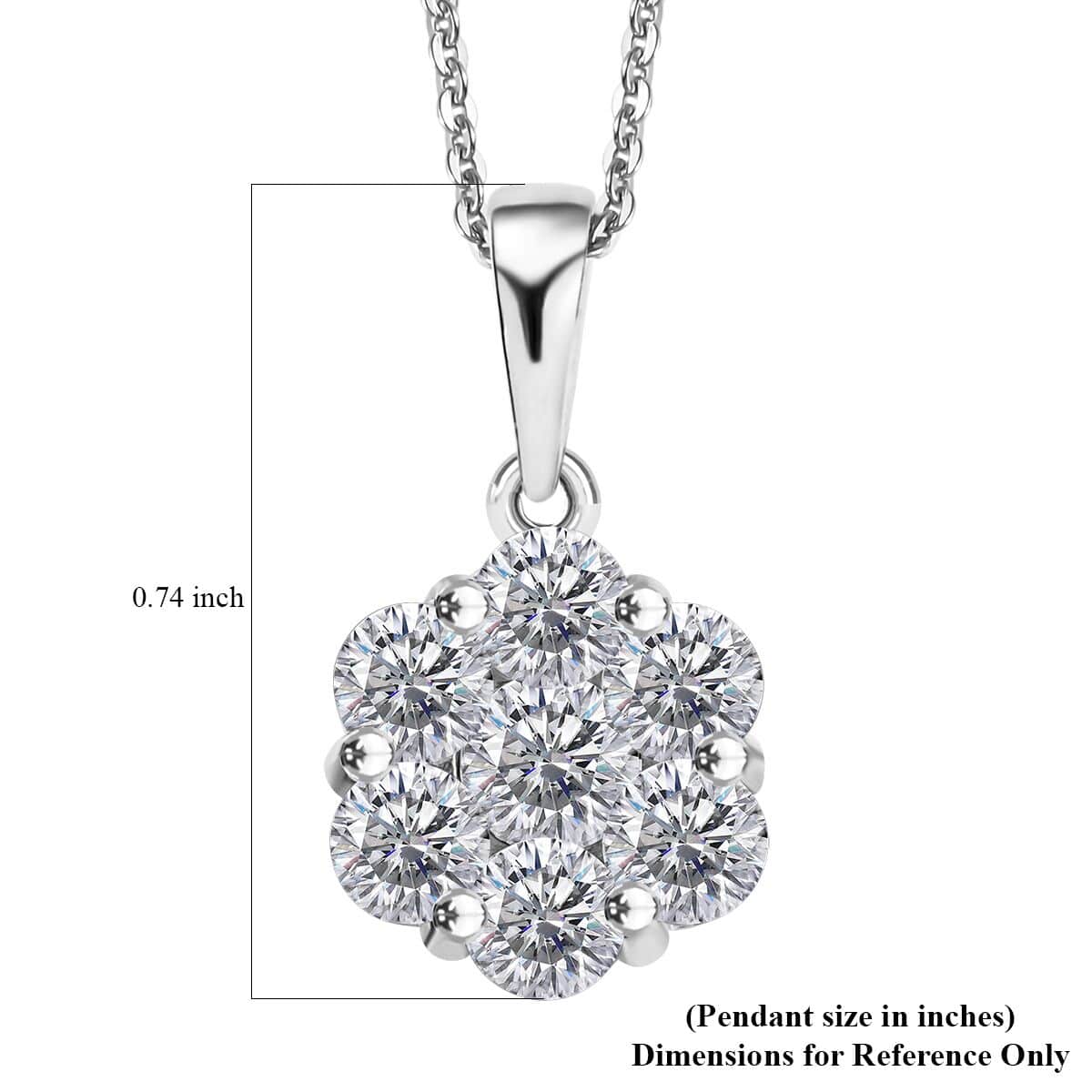 Moissanite Pendant Necklace (20 Inches) in Rhodium Over Sterling Silver 1.25 ctw image number 6