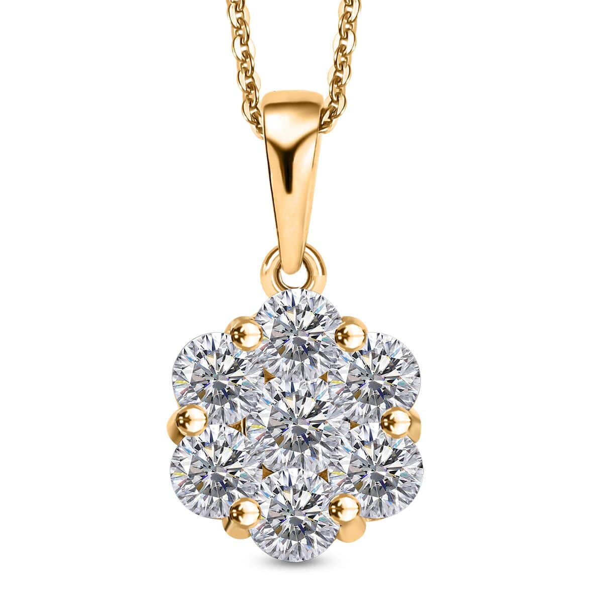 Moissanite 1.25 ctw Pendant Necklace in 18K Vermeil Yellow Gold Over Sterling Silver 20 Inches image number 0