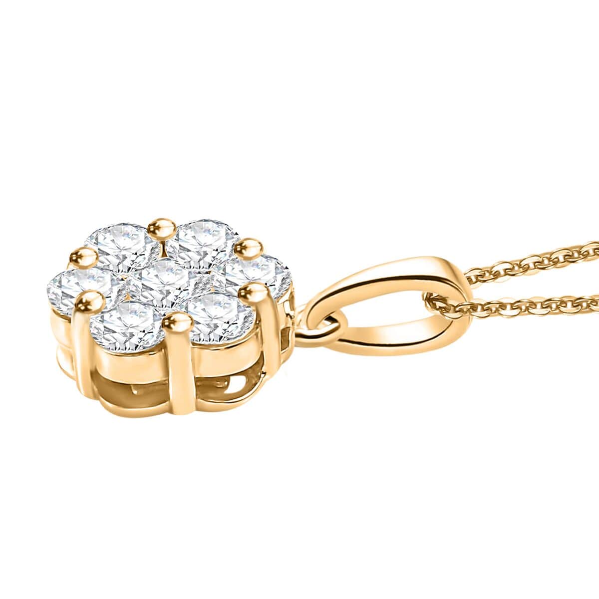 Moissanite 1.25 ctw Pendant Necklace in 18K Vermeil Yellow Gold Over Sterling Silver 20 Inches image number 3