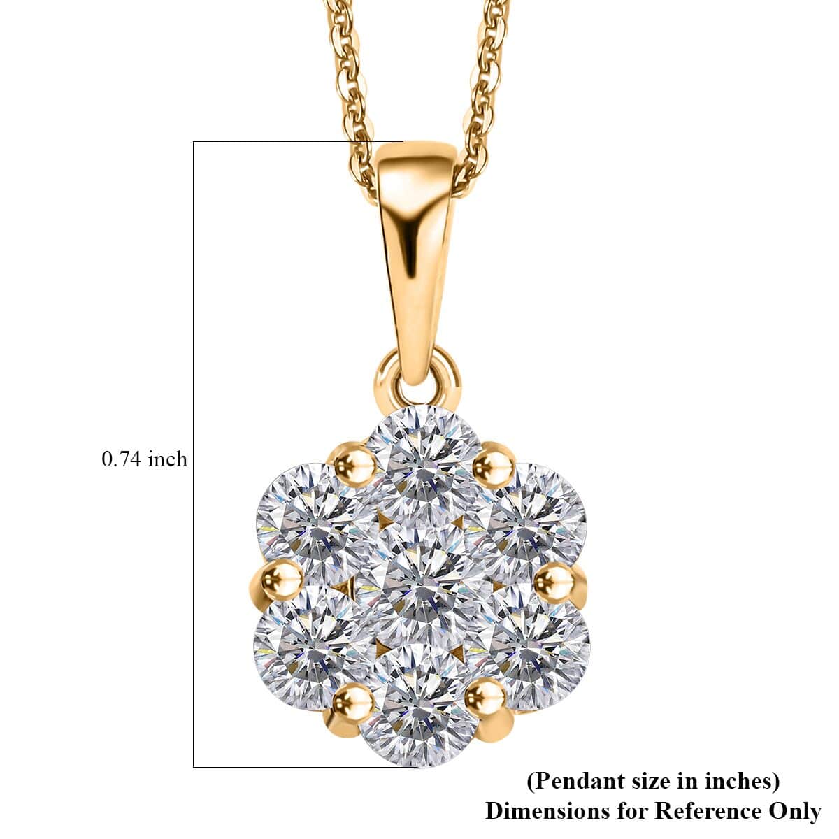 Moissanite 1.25 ctw Pendant Necklace in 18K Vermeil Yellow Gold Over Sterling Silver 20 Inches image number 6