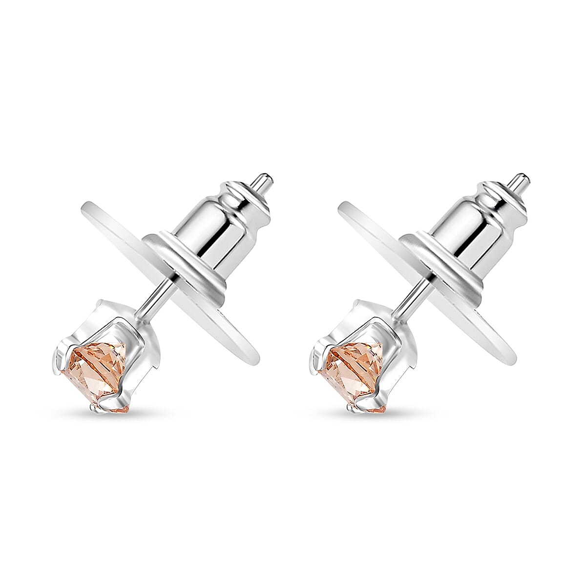 Set of 3 Simulated Pink, Yellow and Champagne Color Diamond 4.85 ctw Stud Earrings in Sterling Silver 