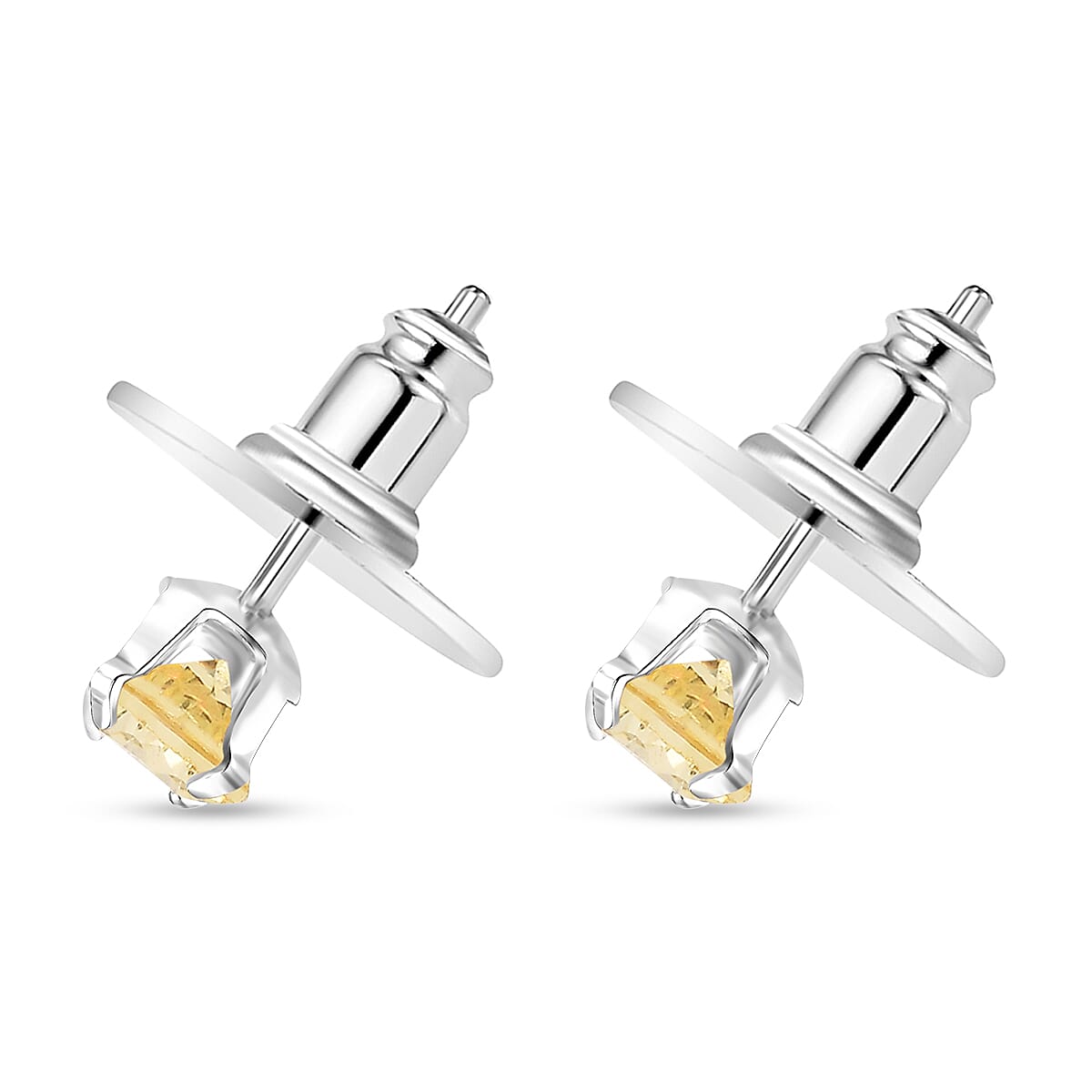 Set of 3 Simulated Pink, Yellow and Champagne Color Diamond 4.85 ctw Stud Earrings in Sterling Silver 