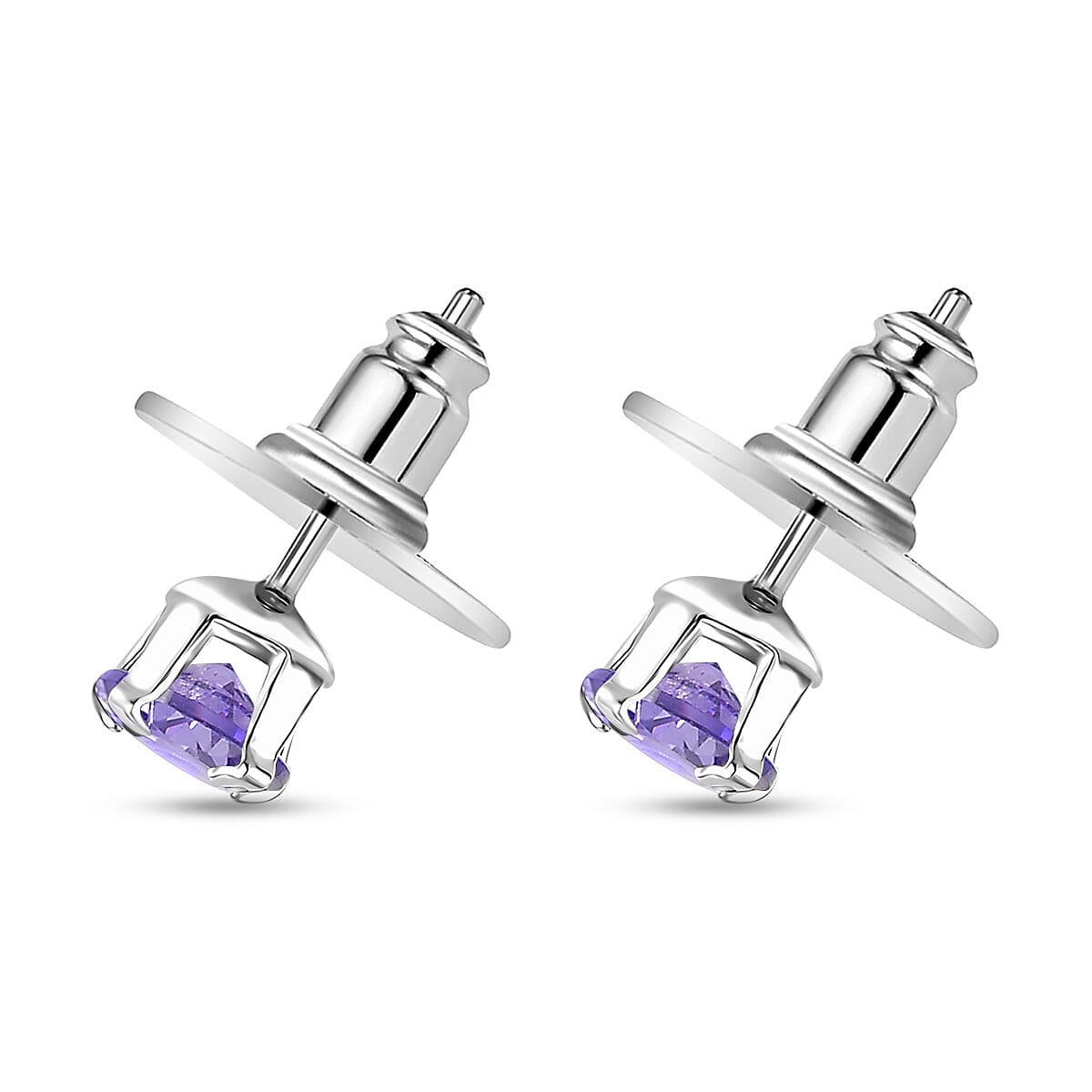 Set of 3 Simulated Black, White and Tanzanite Color Diamond 4.70 ctw Set of 3 Earrings in Sterling Silver