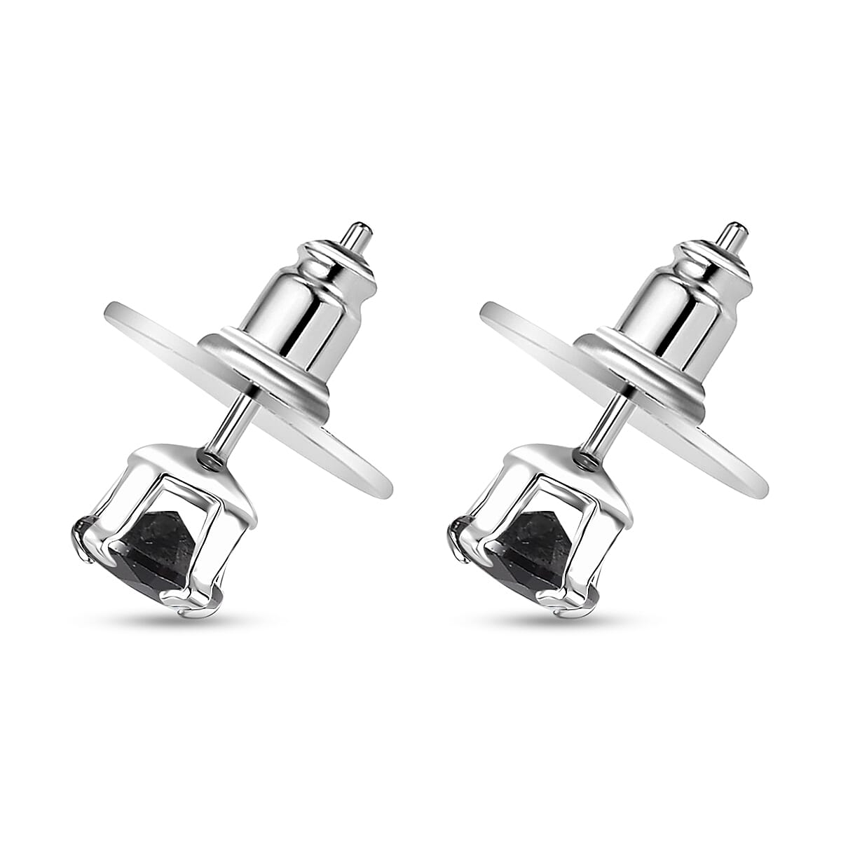 Set of 3 Simulated Black, White and Tanzanite Color Diamond 4.70 ctw Set of 3 Earrings in Sterling Silver