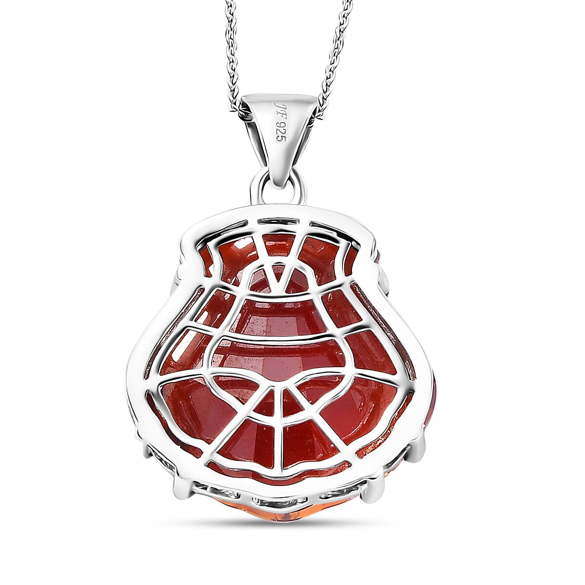 J Francis Embellished with Red Magma Crystal by Swarovski Shield Pendant Necklace in Platinum Over Sterling Silver 20 Inches image number 4