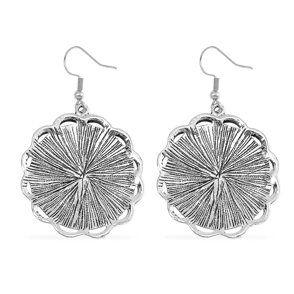 Constituted Purple Howlite 225.00 ctw Earrings and Necklace in Black Oxidized Silvertone and Stainless Steel 20-22 Inches image number 5