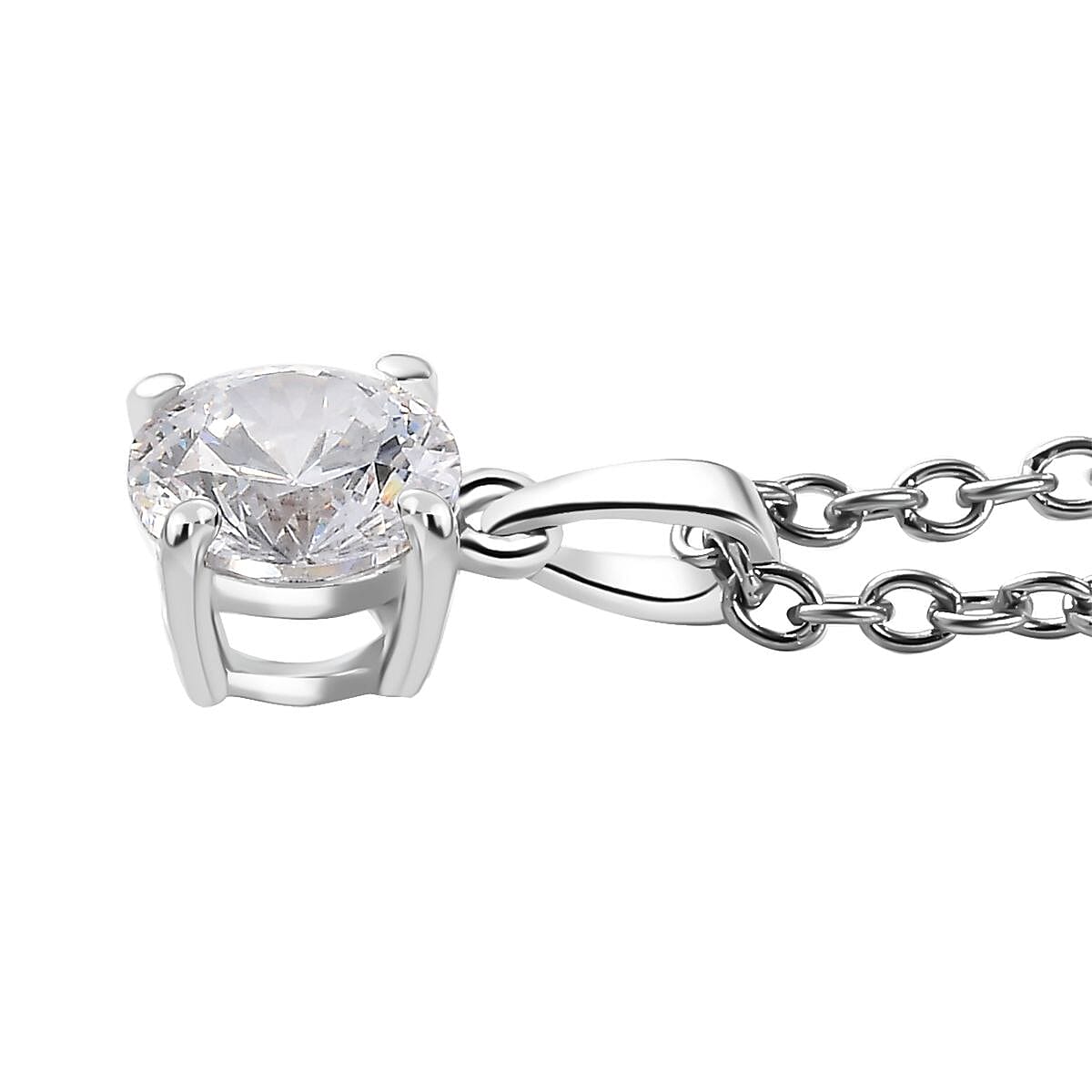 J Francis Embellished with Zirconia by Swarovski 3.25 ctw Solitaire Ring (Size 9.0), Pendant in Rhodium Over Sterling Silver with Stainless Steel Necklace 20 Inches image number 7