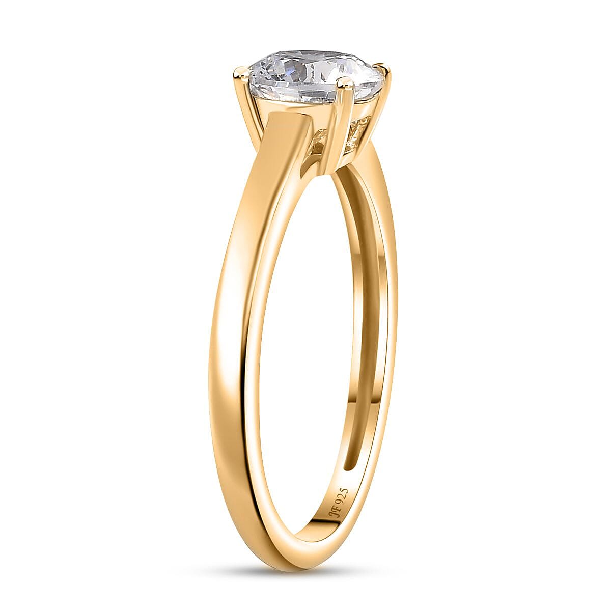 J Francis Embellished with Zirconia by Swarovski 3.25 ctw Solitaire Ring (Size 7.0), Pendant in 18K Vermeil YG Over Sterling Silver with ION Plated YG Stainless Steel Necklace 20 Inches image number 4