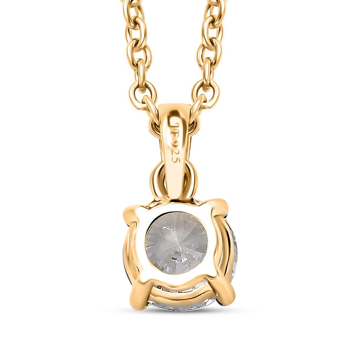 J Francis Embellished with Zirconia by Swarovski 3.25 ctw Solitaire Ring (Size 7.0), Pendant in 18K Vermeil YG Over Sterling Silver with ION Plated YG Stainless Steel Necklace 20 Inches image number 8