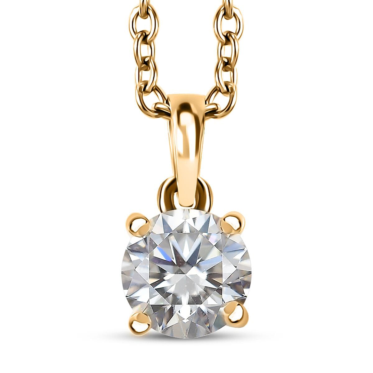 J Francis Embellished with Zirconia by Swarovski 3.25 ctw Solitaire Ring (Size 9.0), Pendant in 18K Vermeil YG Over Sterling Silver with ION Plated YG Stainless Steel Necklace 20 Inches image number 6