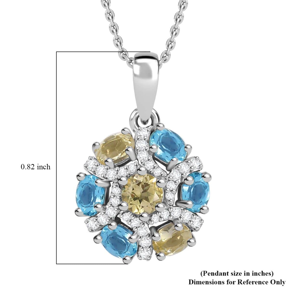 Multi Apatite and White Zircon 1.70 ctw Radiant Blossom Pendant Necklace in Rhodium Over Sterling Silver 20 Inches image number 5