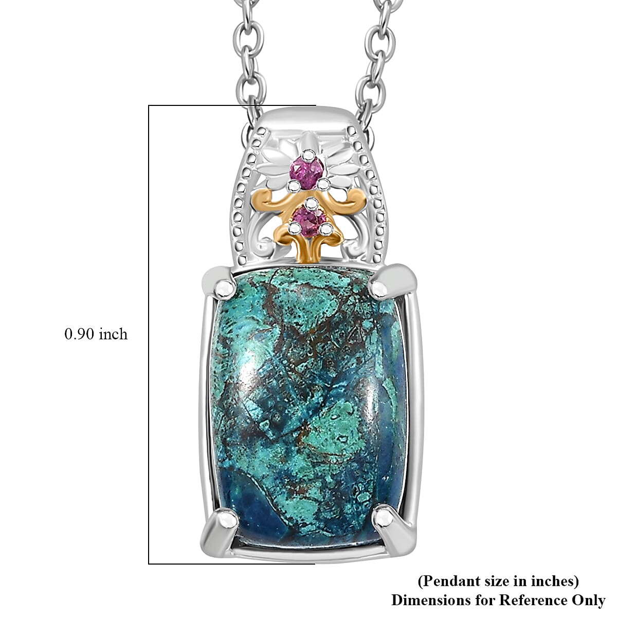 Karis Table Mountain Shadowkite and Orissa Rhodolite Garnet 7.60 ctw Floral Pendant in 18K YG Plated and Platinum Bond with Stainless Steel Necklace 20 Inches