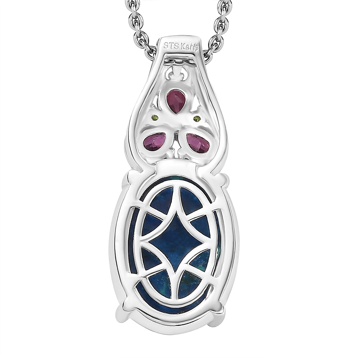 Karis Table Mountain Shadowkite and Multi Gemstone 7.35 ctw Floral Pendant in 18K YG Plated and Platinum Bond with Stainless Steel Necklace 20 Inches