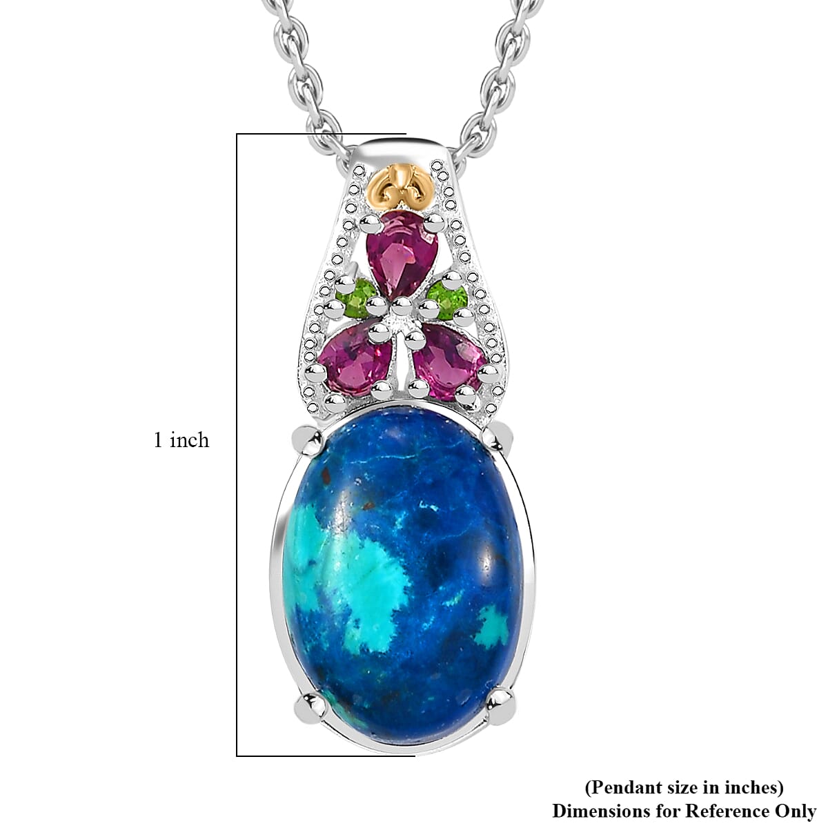 Karis Table Mountain Shadowkite and Multi Gemstone 7.35 ctw Floral Pendant in 18K YG Plated and Platinum Bond with Stainless Steel Necklace 20 Inches