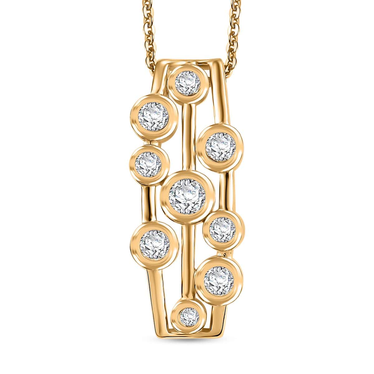 J Francis Embellished with Zirconia by Swarovski 1.50 ctw Bubbles Pendant Necklace in 18K Vermeil Yellow Gold Over Sterling Silver 20 Inches image number 0