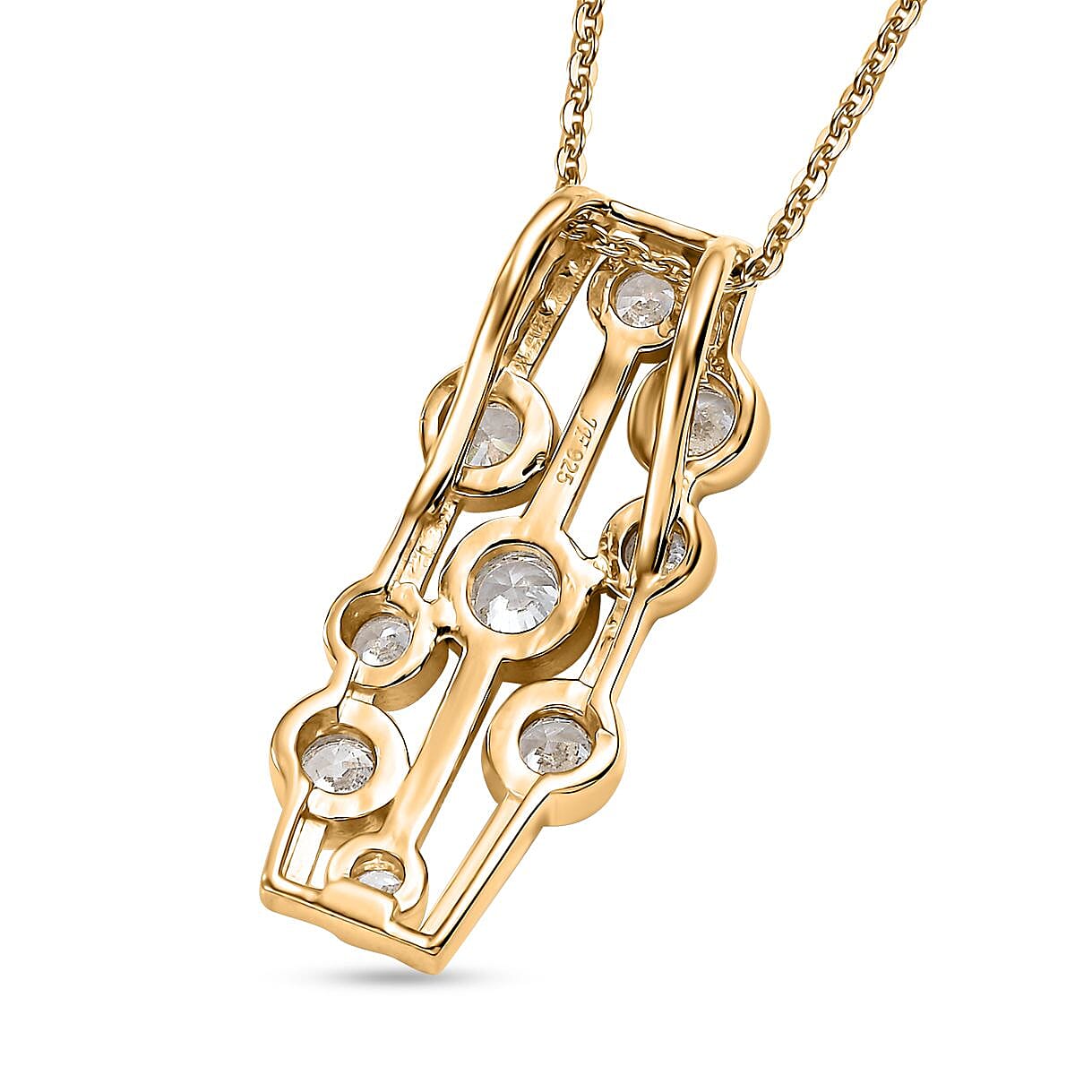 J Francis Embellished with Zirconia by Swarovski 1.50 ctw Bubbles Pendant Necklace in 18K Vermeil Yellow Gold Over Sterling Silver 20 Inches