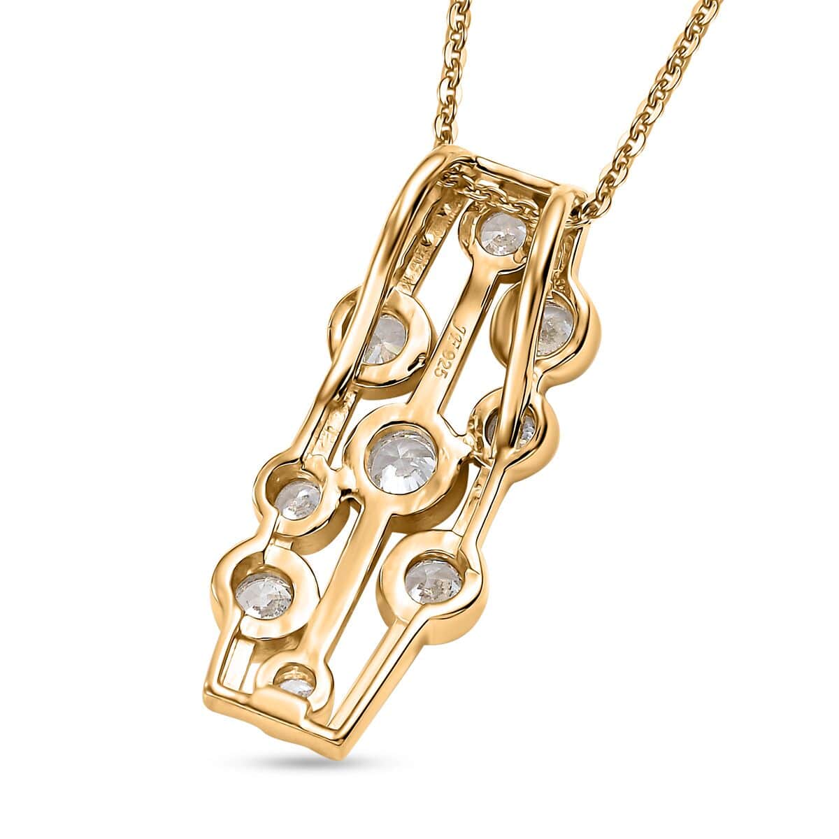 J Francis Embellished with Zirconia by Swarovski 1.50 ctw Bubbles Pendant Necklace in 18K Vermeil Yellow Gold Over Sterling Silver 20 Inches image number 4