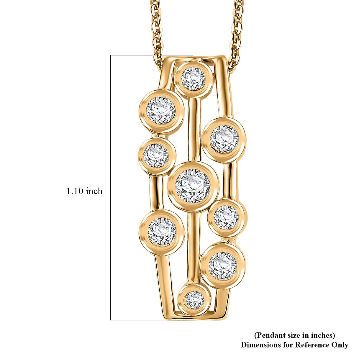 J Francis Embellished with Zirconia by Swarovski 1.50 ctw Bubbles Pendant Necklace in 18K Vermeil Yellow Gold Over Sterling Silver 20 Inches
