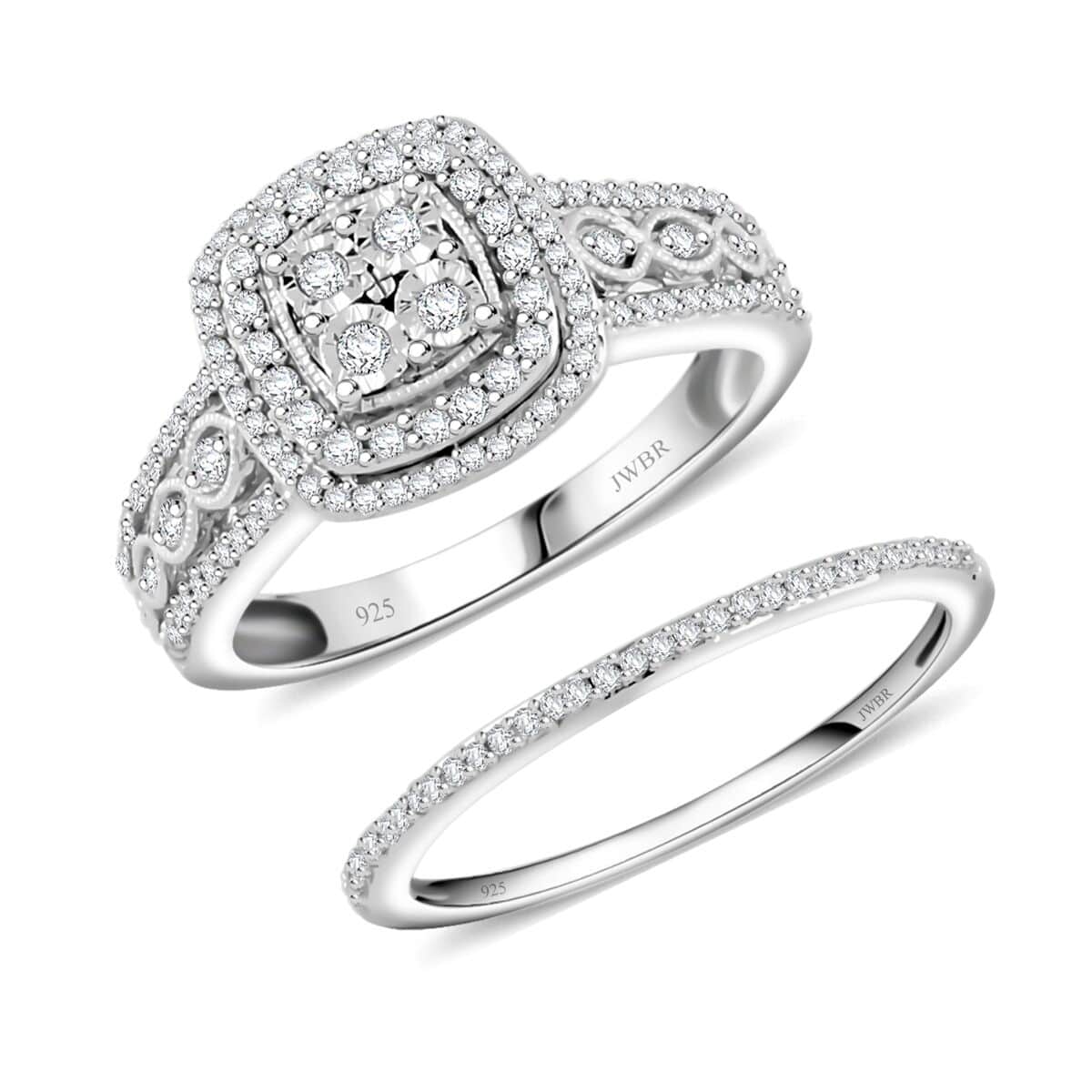 NY Closeout Deal Diamond Set of 2 Ring in Sterling Silver (Size 7.0) 0.50 ctw image number 0