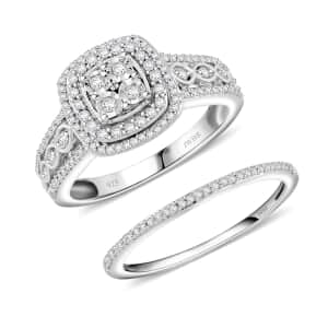 NY Closeout Deal Diamond Set of 2 Ring in Sterling Silver (Size 7.0) 0.50 ctw