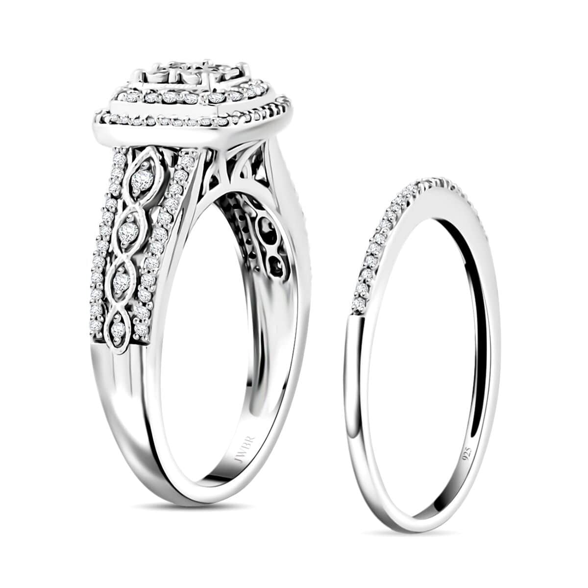 NY Closeout Deal Diamond Set of 2 Ring in Sterling Silver (Size 7.0) 0.50 ctw image number 2