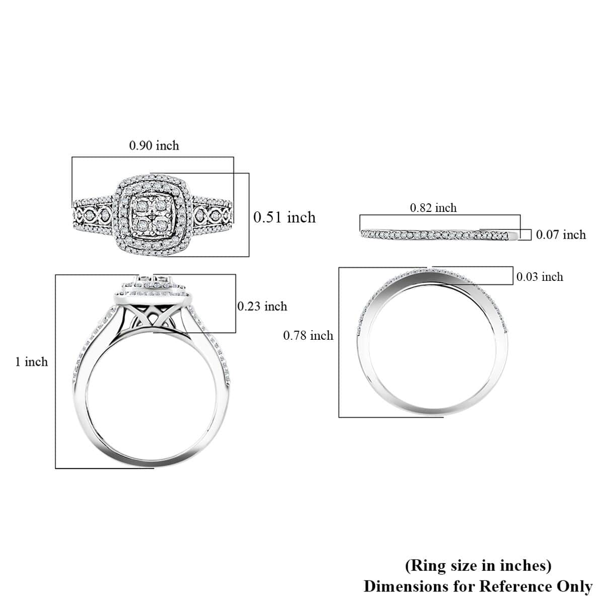 NY Closeout Deal Diamond Set of 2 Ring in Sterling Silver (Size 7.0) 0.50 ctw image number 3