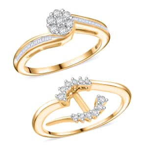 Diamond 0.50 ctw Set of 2 Ring in 14K Yellow Gold Over Sterling Silver (Size 7.0)