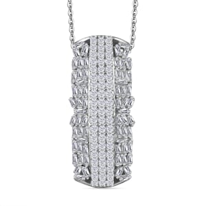 D'Joy Diamond 1.00 ctw Starlight Pendant Necklace in Rhodium Over Sterling Silver 20 Inches