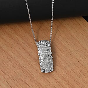 D'Joy Diamond 1.00 ctw Starlight Pendant Necklace in Rhodium Over Sterling Silver 20 Inches