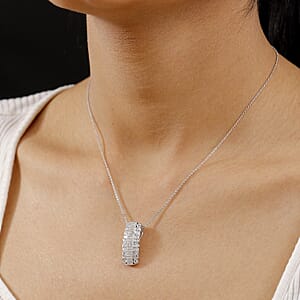 D'Joy Diamond 1.00 ctw Starlight Pendant Necklace in Rhodium Over Sterling Silver 20 Inches