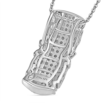 D'Joy Diamond 1.00 ctw Starlight Pendant Necklace in Rhodium Over Sterling Silver 20 Inches